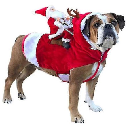Hunde Julekostume Julemand Rider På Rensdyr Tøj XL