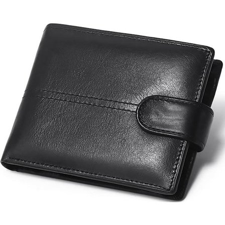 Herre Pung Bifold Pung RFID Blokerende Læderpung Herre Sort Herre Frontlomme Pung Kreditkortholder Kompakt Rejse Pung Herre Sort Pung