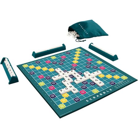 Klassinen Scrabble, Alkuperäinen Sanaristikkolautapeli, Englanninkielinen Versio, Perhepeli Aikuisille ja Lapsille, Sanapeli 2–4 Pelaajalle