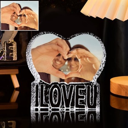 Jag älskar dig foto kristall fotoram, par minnes fotoram för män och kvinnor, ILOVEU bokstav P