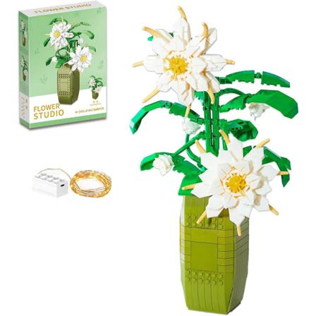 Blomsterbyggesæt til Voksne, Epiphyllum Bouquet Bonsai Blokke Sæt Have Botanisk Samling Legetøj til Børn (548 Stykker)