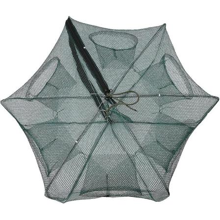 Kalastusverkko, kalaansa Taitettava kalastusverkko, automaattinen kalastusverkko Nylon katkarapuhäkki Valettu rapukala 6/12 reikää (muotoilu: 6 reikää