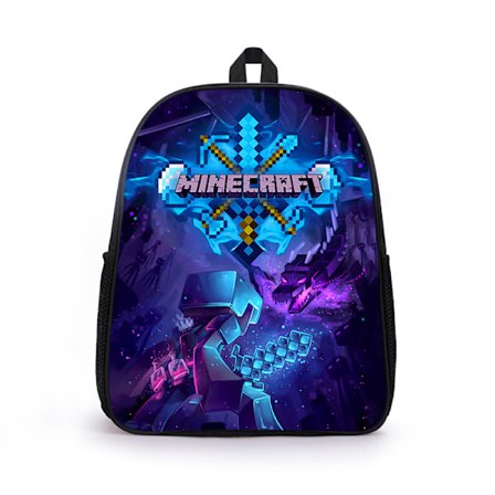 Minecraft Tryckt Ryggsäck Skolväska Stor Kapacitet Student Bokväska Rucksack Barn Present