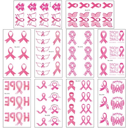 10 ark bånd tatoveringsklistremerker for brystkreft tatoveringsklistremerke