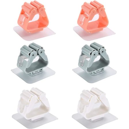 6 stk. vægmonteret kosteskaftholder, uden perforeret vægmonteret B