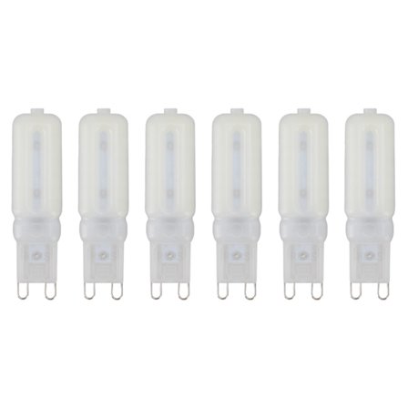 G9 Glødepære Dæmpbar Øjenbeskyttelse 32 LED 7W Små Glødepærer til Lysekrone Loftlampe 6 stk. Hvidt Lys 110V