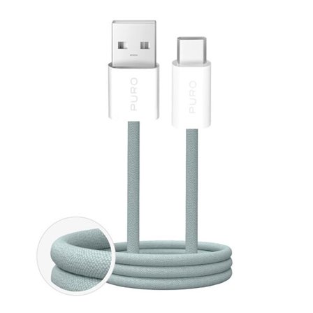 Puro Fabrik 2.0 10W USB-A - USB-C Flettet kabel 1,5 m - Grøn