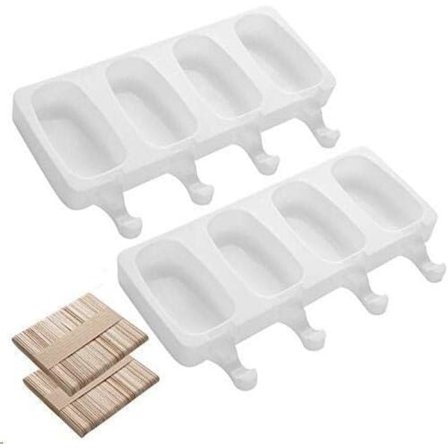 Silikone Isform, 26x14.5cm, 2 STK Isforme Hjemmelavet Dessert, Ispindemaskine, BPA-fri Form, DIY Håndlavet Is til Børn og Voksne +