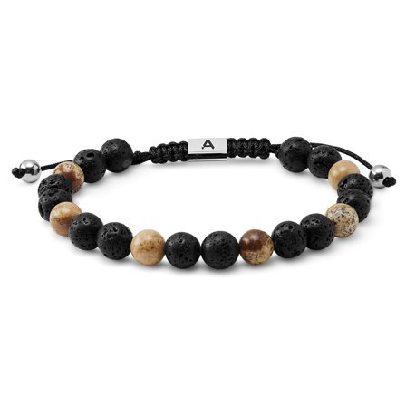 Sanatio | 6 mm Armband van lavasteen en jaspis voor mannen - Kralenarmbanden