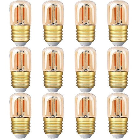 12-pakning Mini Tubular Led-lyspære, 1w T28 Edison Led-filamentpære E27 Skruebase 2200k Super Varm Hvit Lysspærer (ravfarget glass) 220v [energiklasse