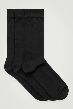 COS Homme Chaussettes Coton Mercerisé - Lot De 3 in Noir