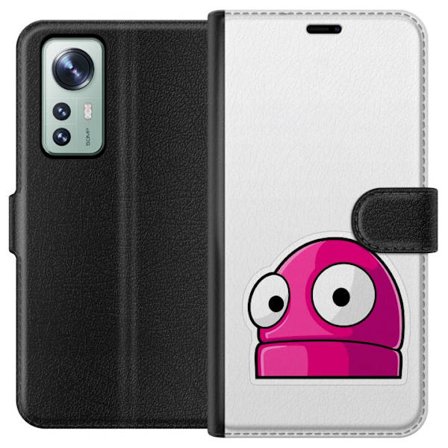 Yhteensopiva Lompakkokotelo Xiaomi Xiaomi 12 Pinkki sarjakuvahahmo suurilla silmillä leikkisässä ja humoristisessa tyylissä