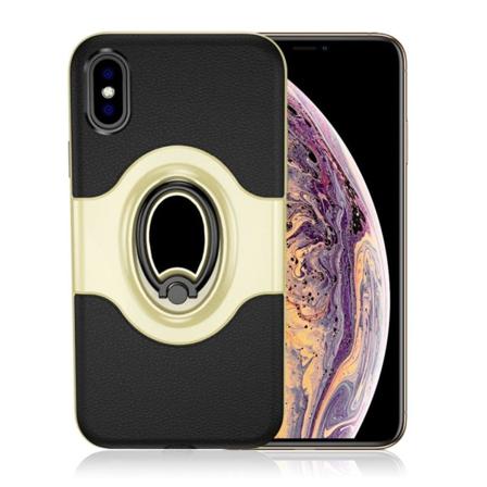 iPhone 9 Plus Hybriidi Muovi Yhdistelmä Takasuoja Kuori Sormirenkaalla - Kulta Gold