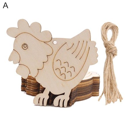 Sæt Påske Hængende Vedhæng Praktisk Fint Håndværk Træ Kanin Æg Kylling DIY Ornament til Festival
