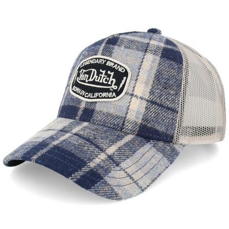 Von Dutch - Blå Keps - Checked Flannel Baseball Cap A-Frame Trucker @ Hatstore