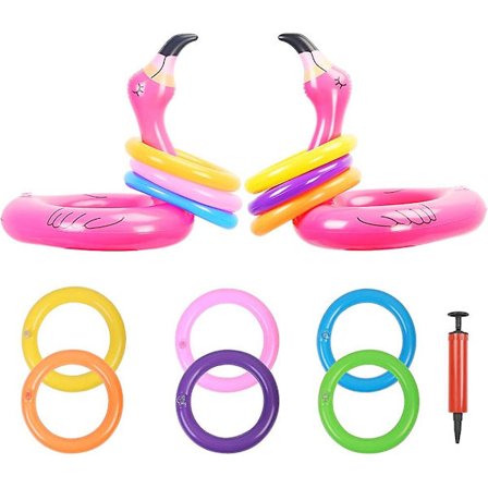 Uppblåsbar Ringkastningsspel med 12 st Ringar för Barn och Vuxna Familjefestrekvisita