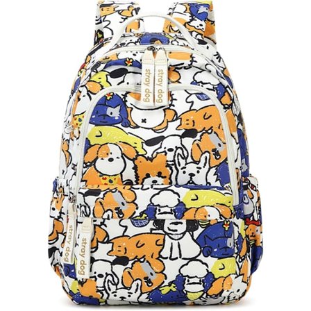 Jente Ryggsekk Hund Trykk Ryggsekk for Jenter Gutter Barneskoleelever Bokveske Skolesekker for Studenter