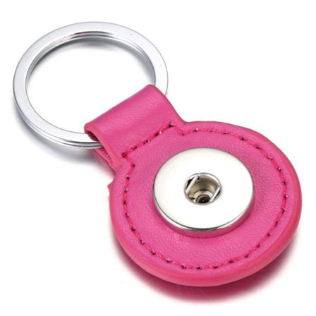Mini-nøglering med rundt lædercover - Rose