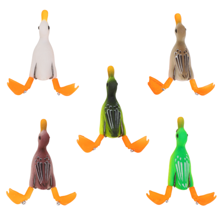5kpl Topwater Duck Lure 3D kumi kelluva ankka-uhe koukuilla Bassokalastussyötti