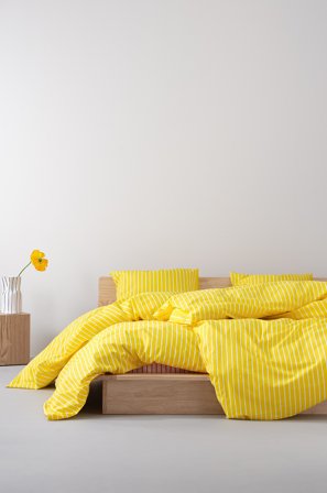 Jotex - Sengesett Økologisk Gul/hvit - SIMA - Kjøp Enkeltseng hos Jotex