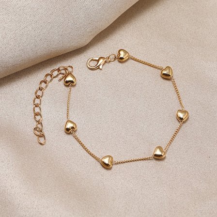 Simpelt hjerteformet guldlegering Damemodesmykkerarmbånd B