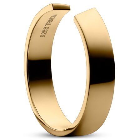 Anillo de plata de ley ajustable chapado en oro de 14 quilates pulido de 5 mm para hombres - Anillos de acero