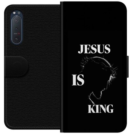 Yhteensopiva Lompakkokotelo Sony Xperia 5 II Värikkäitä kawaii-hahmoja pinottuna pystysuunnassa violetilla taustalla, pehmeillä muodoilla ja leikkisäl