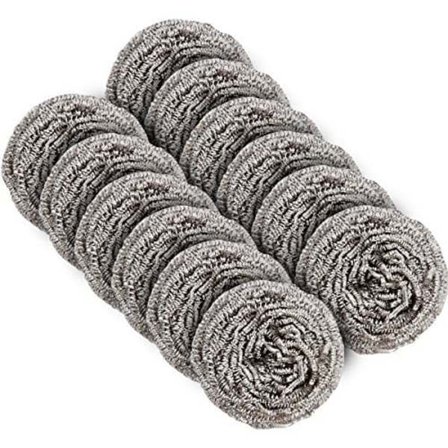 Paket med 12 Rostfria Skrapsvampar, Skrubbsvampar