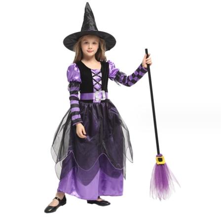 Halloween Carnival Party Kids' Witch Costume Klänning för föreställningar och Cosplay S