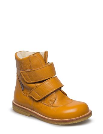 Boots - Flat - With Velcro Vinterstøvler Med Burrebånd Gul ANGULUS