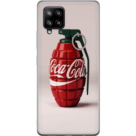 Kompatibel Mobilcover til Samsung Samsung Galaxy A42 5G Kunstnerisk illustration af Coca Cola granatæble i rødt og grønt, pop art inspireret motiv