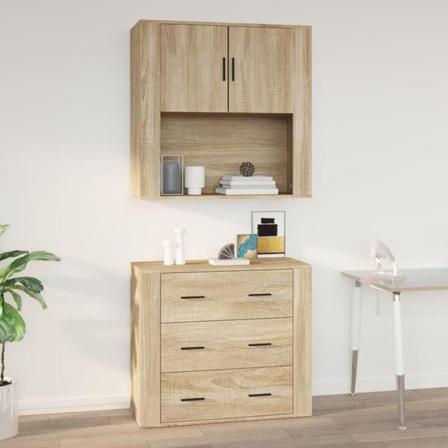 Vidaxl Väggskåp Sonoma-ek 80x33x80 Cm Konstruerat Trä Beige