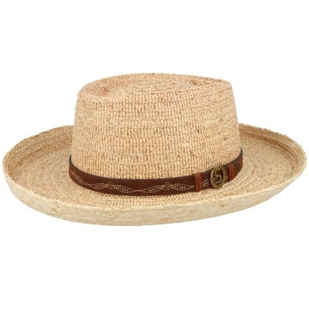 Stetson - Beige straw Hatt - Raffia Beige Gambler Straw Hat @ Hatstore