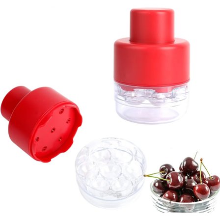 Kirsebær Udkerner Værktøj, 7-Huls Bærbar Kernefjerner - Kirsebær Stoner i Rustfrit Stål til Marmeladefremstilling, Bagning & Konserves, 