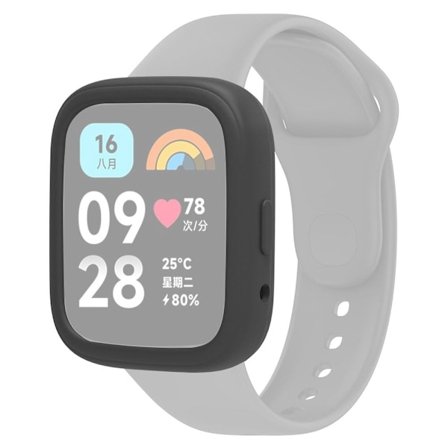 Klockfodral Xiaomi Redmi Watch 3 Lite / Watch 3 Active Skyddsram i mjuk silikon - Mörkgrå