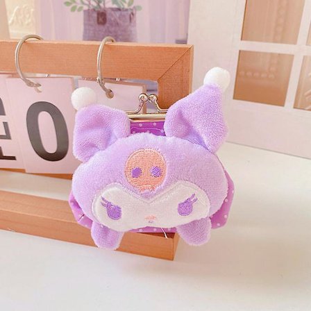 9cm Kawaii Sanrios My Melody Cinnamoroll Tecknad Tredimensionell Form Myntväska Plyschdocka Förvaringsväska Mini Låsväska 9X7CM Kuromi