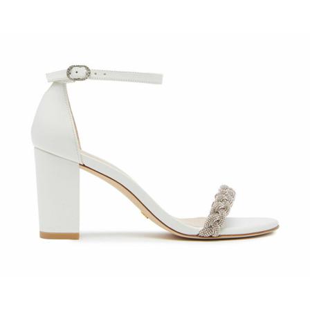 Stuart Weitzman Nearlynude Highshine Sanls Hvid, Dame Sandaler med hæl, Størrelse: 39 1/2 EU