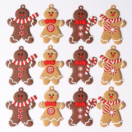12 stk pepperkake mann ornamenter for juletreet assortert plast pepperkake figurer ornamenter for juletre hengende dekorasjoner 3 tommer