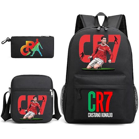3 st Cr7 Ryggsäck Barn Ryggsäck Student Pojkar Flickor Skolväskor Axelväska Set Vardagsryggsäckar Mochilas