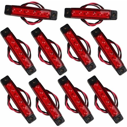 10 Side Markering Lamper 12V 6SMD LED Forreste Bagerste Markering Lys til Trailer Lastbil Campingvogn Camper Van Lastbil Bus Båd Traktor Motor Rød