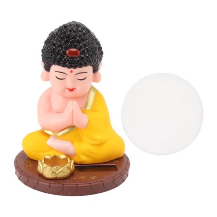 Munk Dekoration Automatisk Nikkende Buddha Statue Figur med Solpanel til Hjem Bil Ornamenter