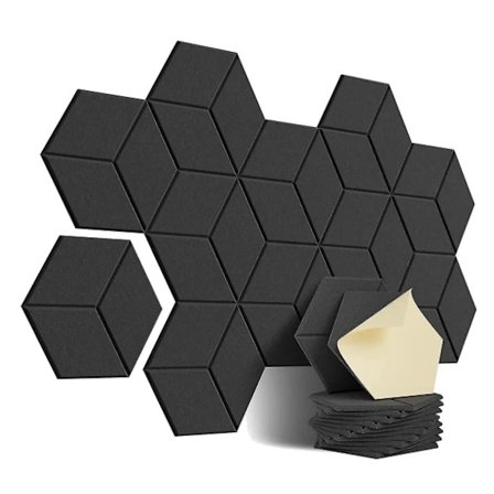 12 kpl Akustiikkavaahtomuovi, itseliimautuvat Äänieristyspaneelit, Äänieristykseen Akustiseen Käsittelyyn, Musta