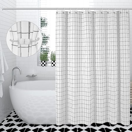 Duschdraperi 100% Peva 180 X 180 Cm Inkl 12 X Duschdraperikrokar & 1 Duschdraperi