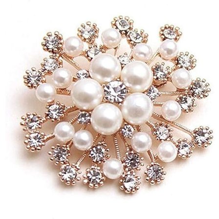 Imitasjon perle krystall snøfnugg blomst design brosje pin badge