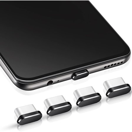 4-pack (Svart) USB C Dammskydd Typ-C Skydd Kompatibel