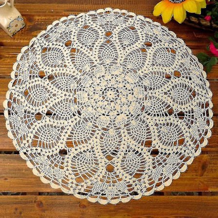 Sinknap 60 cm Puuvillainen Käsin Kudellut Pyöreä Pitsi Tyhjä Pöytäliina Pöytäliina Peite -xx