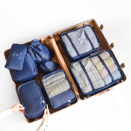 8st Utomhusbagage Kläder Förvaringsväska Set Organizer Navy 8pcs