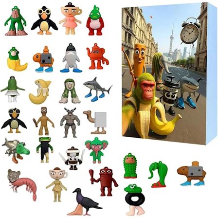 tralalero tralala 2025 Silikone Julekalender, 24 Dages Tung Tung Tung Sahur Figur Nedtællingskalender Kollektion Dekoration Gaver (3D SiR A)