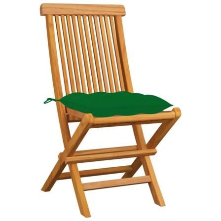 Vidaxl Trädgårdsstolar Med Gröna Dynor 4 St Massiv Teak Grön
