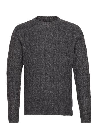 Karl 0044 Crew Neck Cable Knit Neulepaita Pyöreä Kaula-aukko Tummansiniset Casual Friday